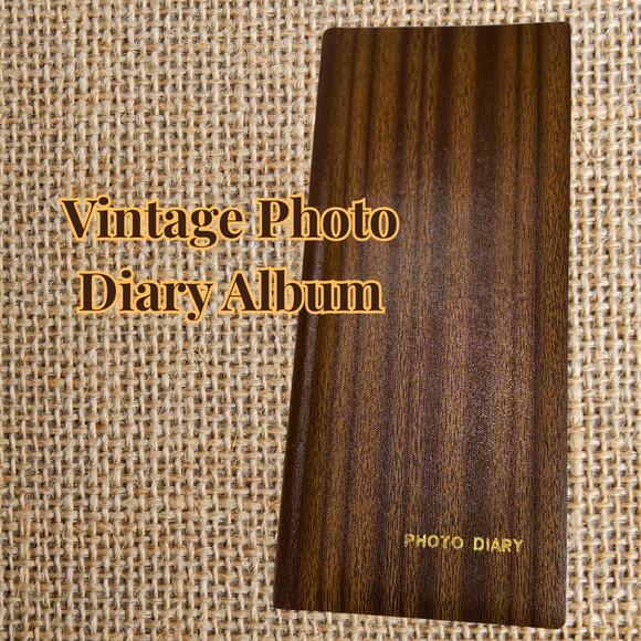 Vintage 1970s–80s Faux Woodgrain Spiral Journal with Photo Sleeves & Notes Pages - Picture 1 of 11